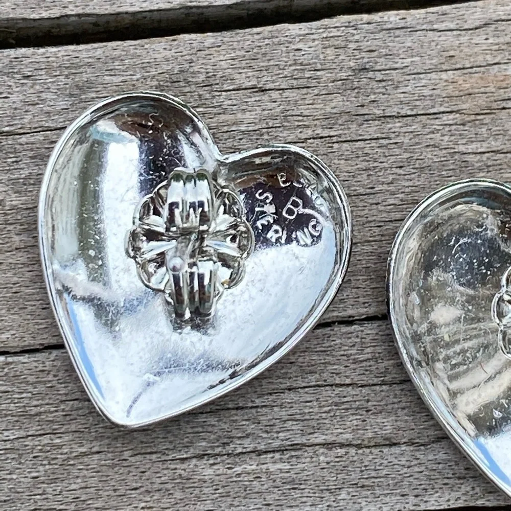 Vintage Beau B Heart Earrings .925 Sterling Silver - Picture 8 of 8
